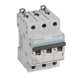 407854 Legrand DX3 - Disjoncteur triphasé 4A 3P C4 6000A/10kA - 400V - Bornes à vis - 3 modules