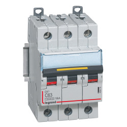 409279 Legrand DX3 - Disjoncteur triphasé 63A 3P C63 10000A/16kA - 400V - Courbe C - À vis - 3 modules