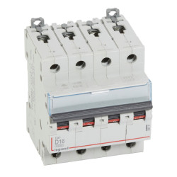 408147 Legrand DX3 - Disjoncteur tétrapolaire 16A 4P D16 6000A/10kA - Courbe D - 400V - À vis - 4 modules