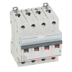 408152 Legrand DX3 - Disjoncteur tétrapolaire 50A 4P D50 6000A/10kA - Courbe D - 400V - À vis - 4 modules