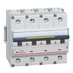 409542 Legrand DX3 - Disjoncteur tétrapolaire 125A 4P D125 10000A/16kA - 400V - Courbe D - À vis - 6 modules