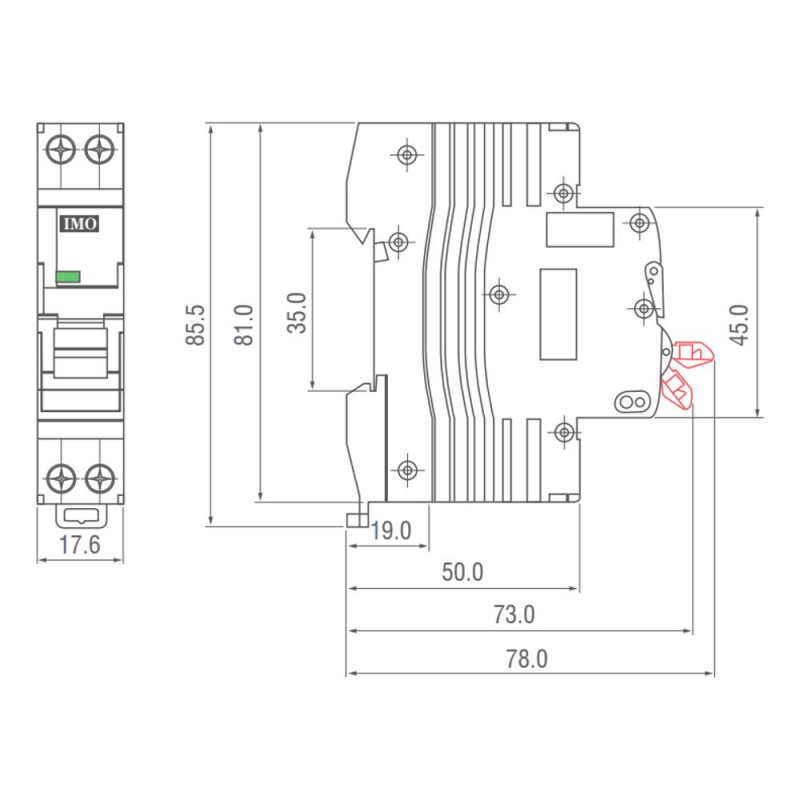 B10D3010A IMO - Disjoncteur triphasé 10A - 3P - 10kA - courbe D - Bornes vis/vis - 3 modules - Classe 3