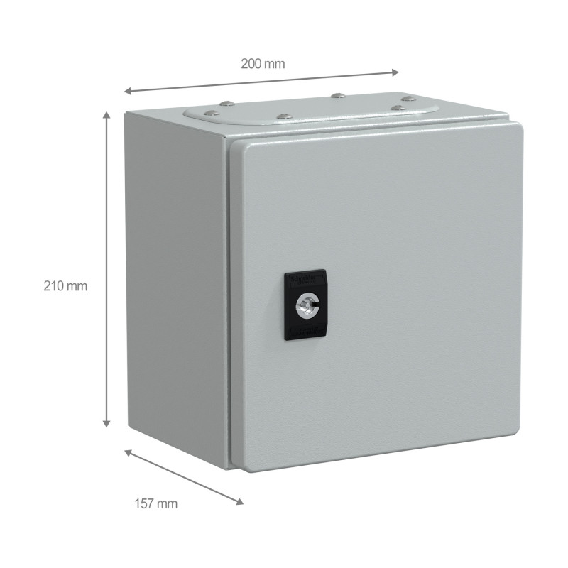 NSYCRN22150 Coffret électrique en métal étanche IP66 - HxLxP 200x200x150mm - Sans plaque de montage - Schneider Spacial CRN