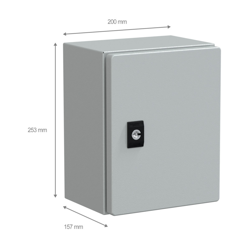 NSYCRN252150 Coffret électrique en métal étanche IP66 - HxLxP 250x200x150mm - Sans plaque de montage - Schneider Spacial CRN