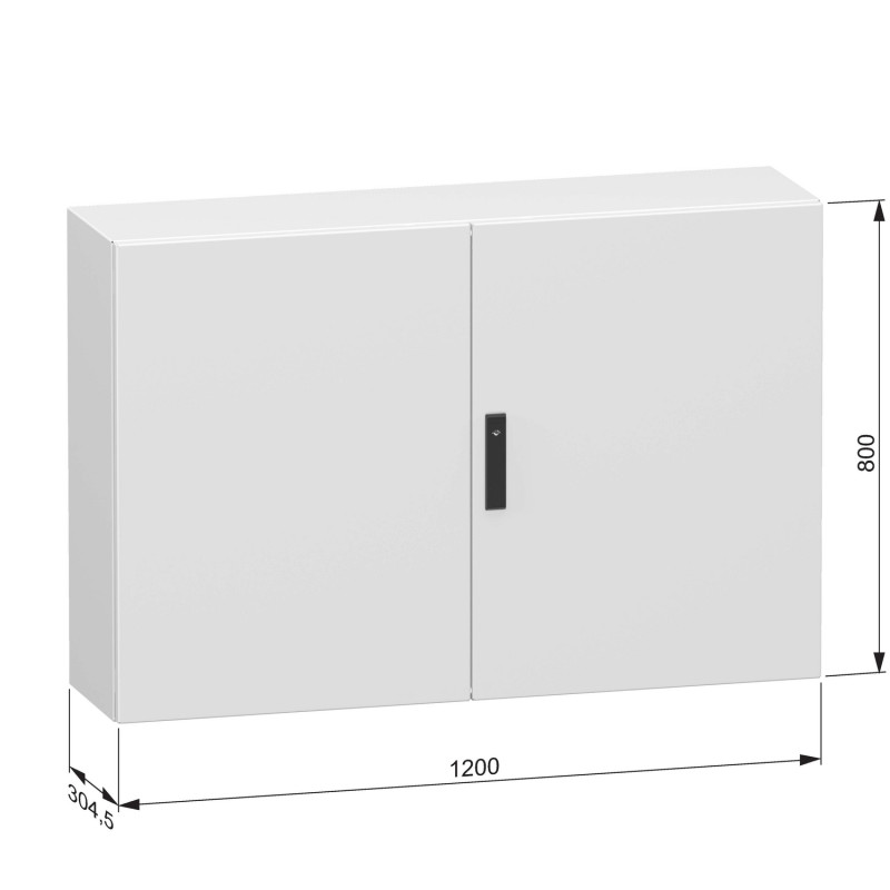 NSYCRN812300D Armoire électrique Schneider métal étanche IP55 - HxLxP 800x1200x300mm - Sans plaque - Double Porte - Spacial CRN