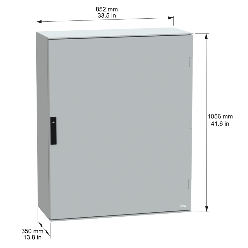 NSYPLM108G Schneider - Armoire Thalassa PLM 1056x852x350 - étanche IP66 - IK10 - Polyester - RAL 7035 - PanelSet PLM