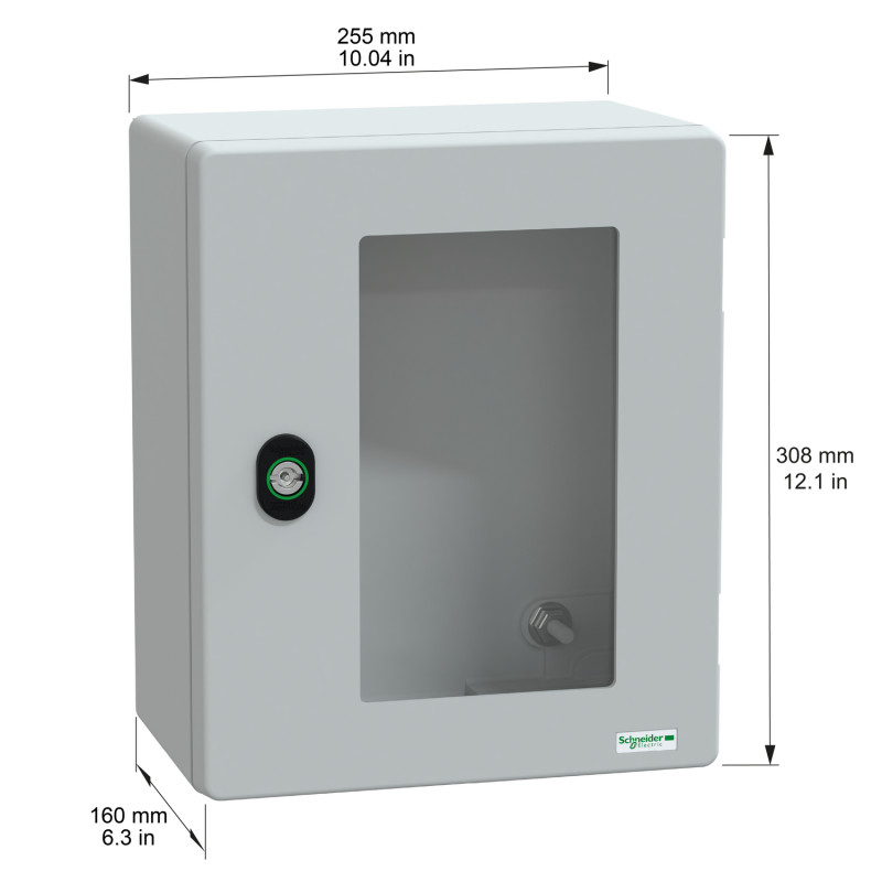 NSYPLM3025TG Schneider - Coffret Thalassa 308x250x160 avec porte transparente - étanche IP66 - IK08 - RAL 7035 - PanelSet PLM