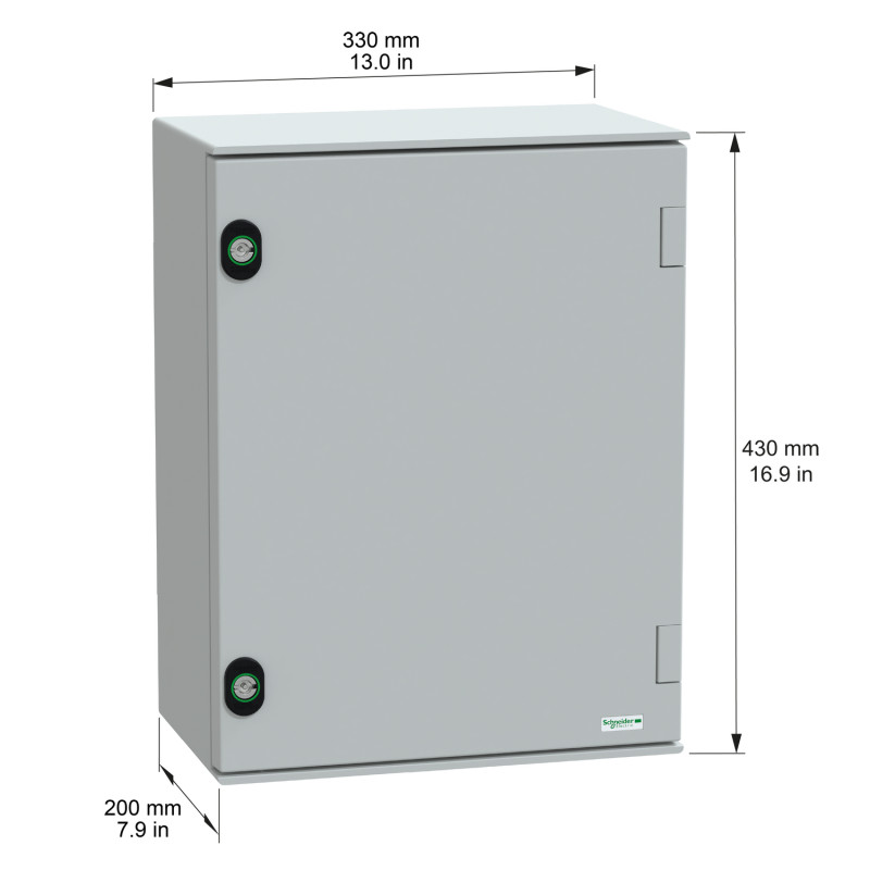 NSYPLM43G Schneider - Coffret Thalassa PLM 430x330x200 - étanche IP66 - IK10 - Coffret polyester - RAL 7035 - PanelSet PLM