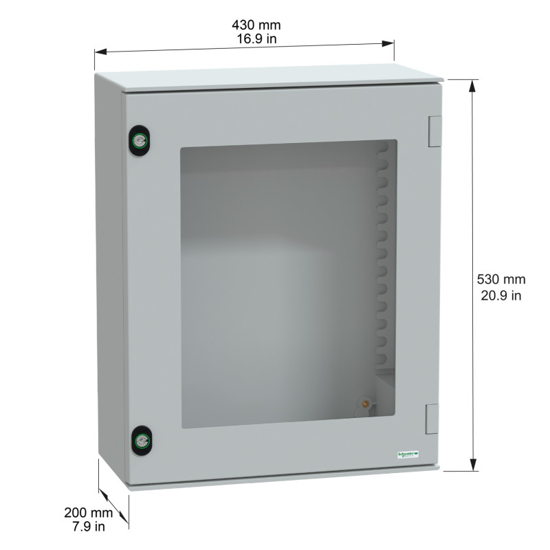 NSYPLM54TG Schneider - Coffret Thalassa 530x430x200 avec porte transparente - étanche IP66 - IK08 - RAL 7035 - PanelSet PLM