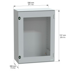 NSYPLM75TG Schneider - Coffret Thalassa 747x536x300 avec porte transparente - étanche IP66 - IK08 - RAL 7035 - PanelSet PLM