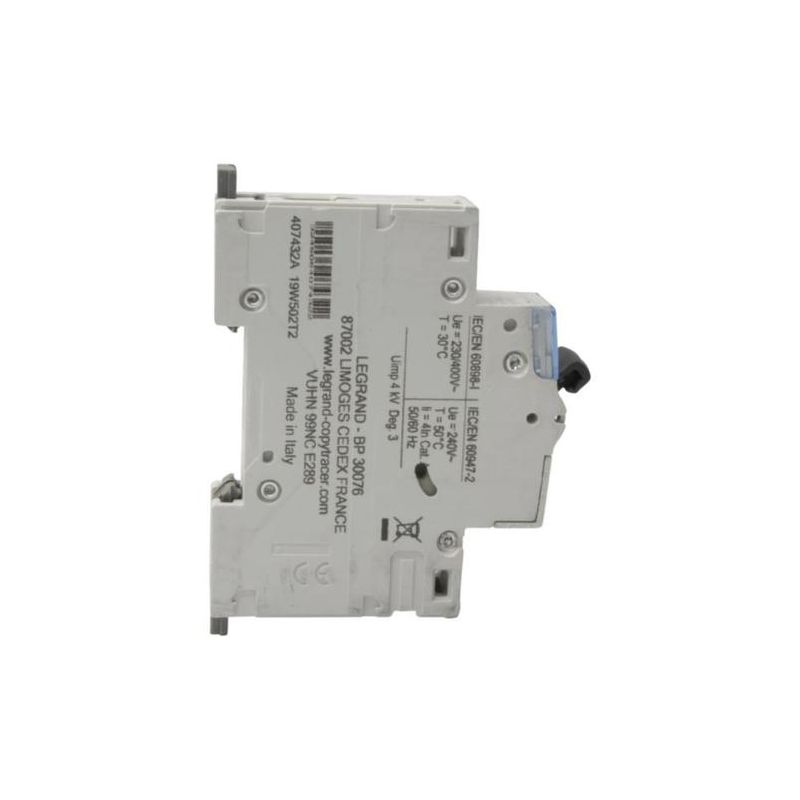 407432 Legrand DX3 - Disjoncteur unipolaire 16A 1P B16 6000A/10kA - Courbe B - 230V - À vis - 1 module
