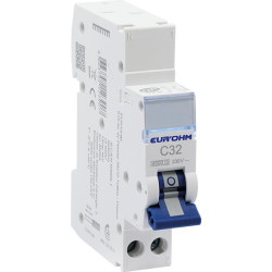 20322 Disjoncteur EurOhm 32A - 1P+N (unipolaire + neutre) - courbe C - 4,5kA - connexion rapide/vis - Certifié NF