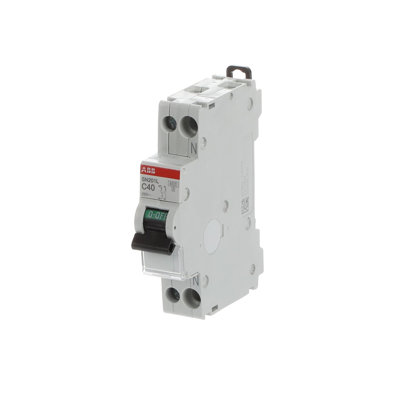 SN201-L C40 - Disjoncteur phase neutre ABB 40A - 1P+N - Courbe C - 4,5/6kA - Bornes à vis - 2CSS245101R0404