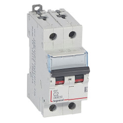 407793 Legrand DX3 - Disjoncteur bipolaire 2A 2P C2 6000A/10kA - 230V - Bornes à vis - 2 modules