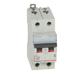 407805 Legrand DX3 - Disjoncteur bipolaire 50A 2P C50 6000A/10kA - 230V - Bornes à vis - 2 modules